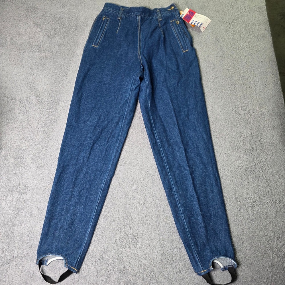 Lizwear Liz Claiborne Womens 8 Stirrup Jeans Blue High Rise Pleated Vintage USA